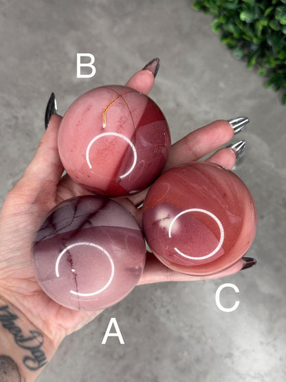 Pink Mookaite Crystal Spheres