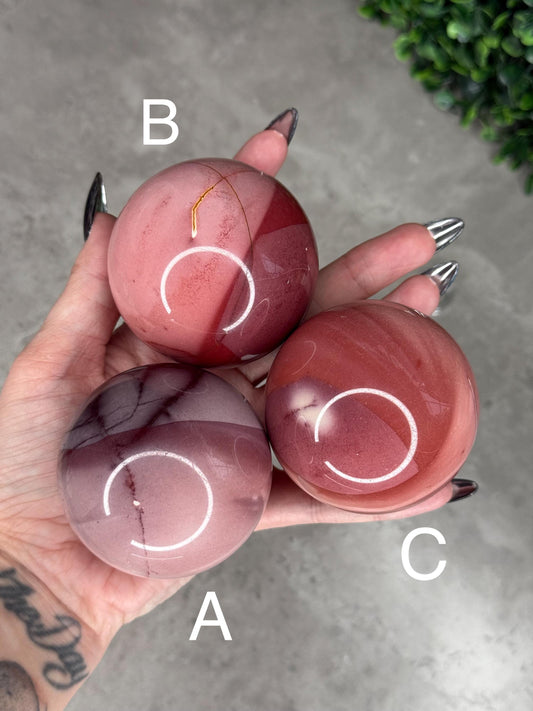 Pink Mookaite Crystal Spheres