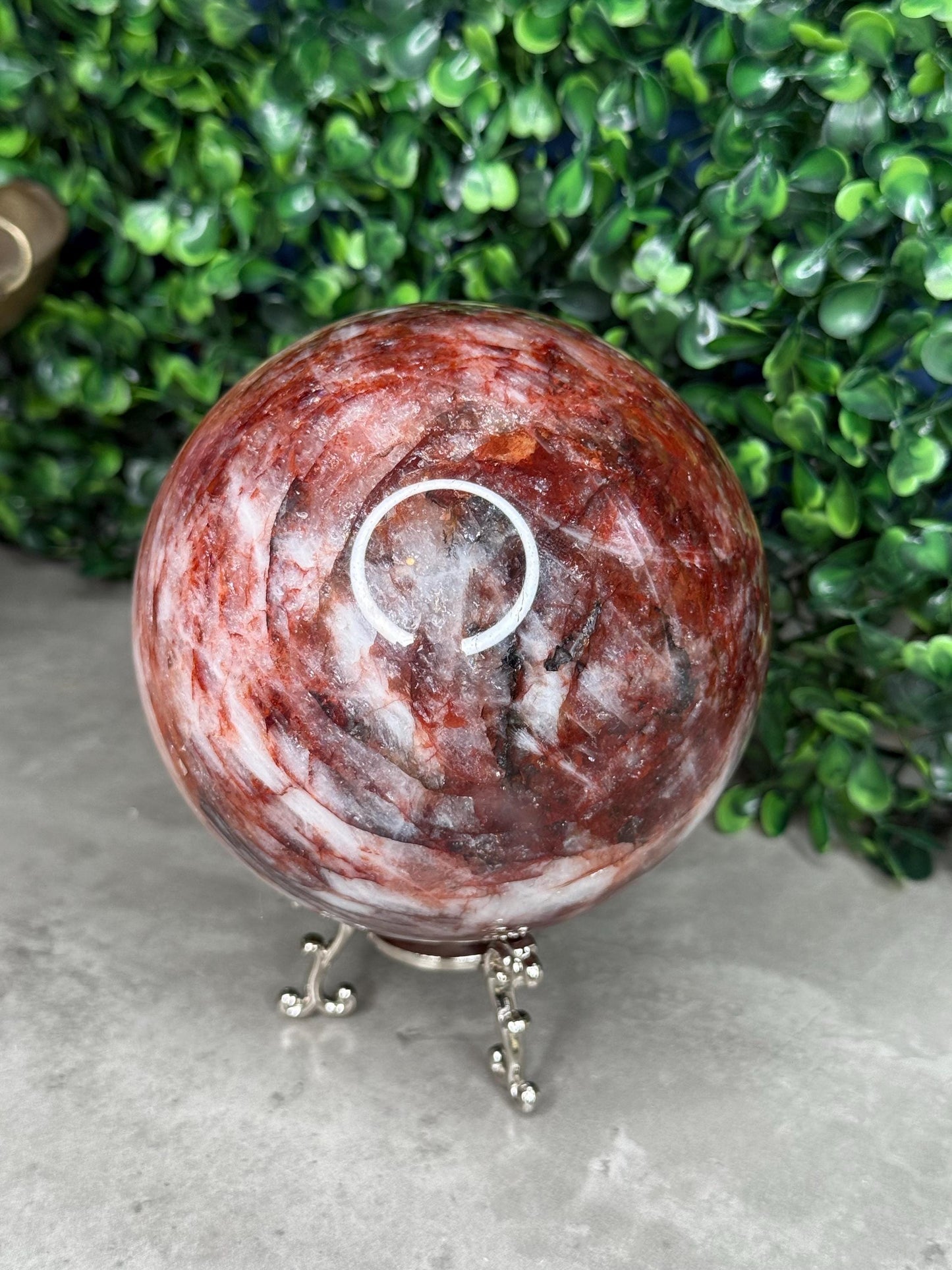 XL Flashy Fire Quartz Crystal Sphere Hematoid Quartz 100mm 1347g