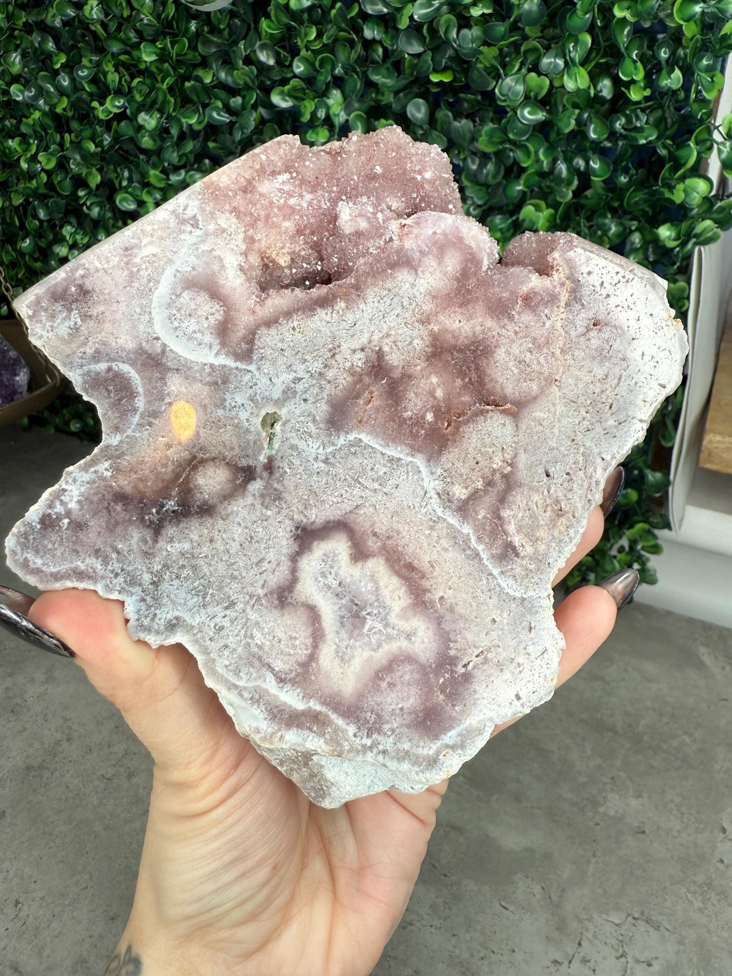 Brazilian Pink Amethyst Freeform with Gold Stand