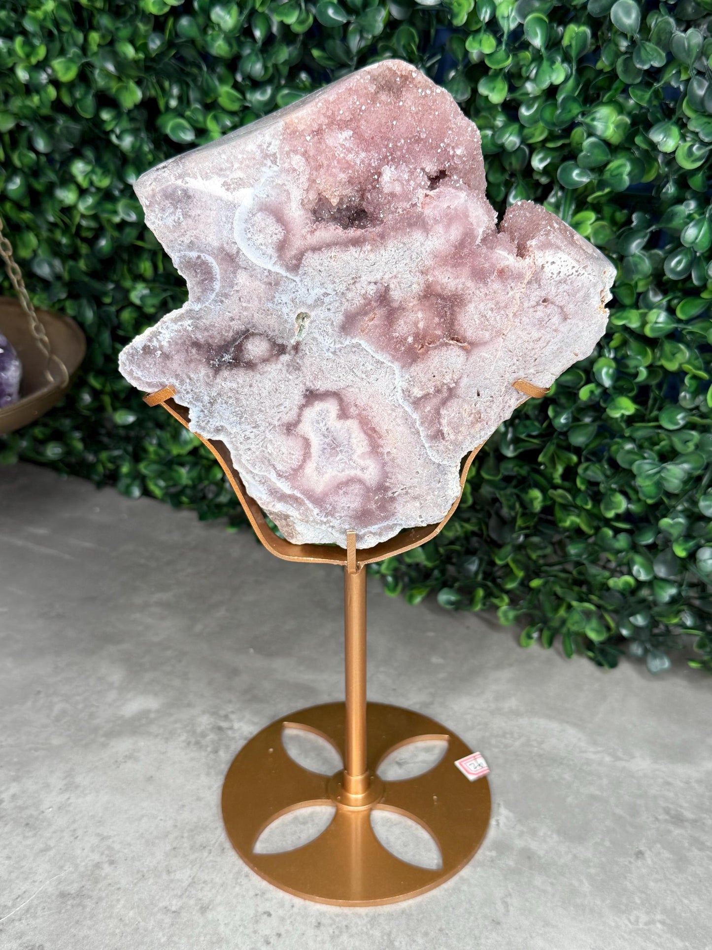 Brazilian Pink Amethyst Freeform with Gold Stand