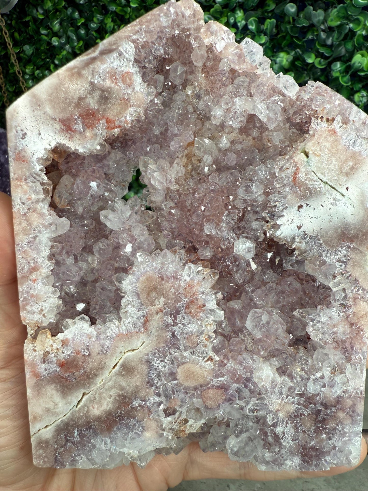 Full Druzy Large Pink Amethyst Tower with flower from Brazil