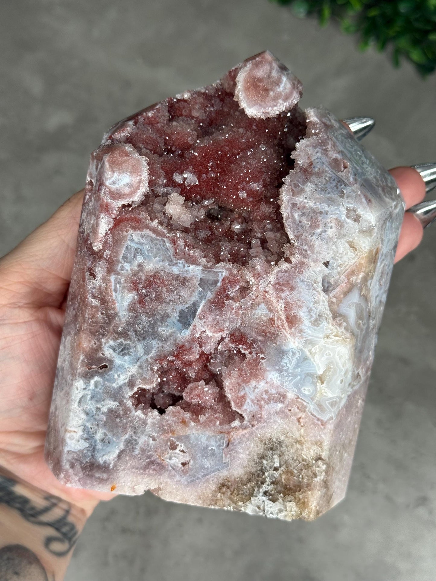 Rare Red Pink Amethyst Druzy Crystal Tower