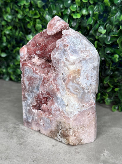 Rare Red Pink Amethyst Druzy Crystal Tower