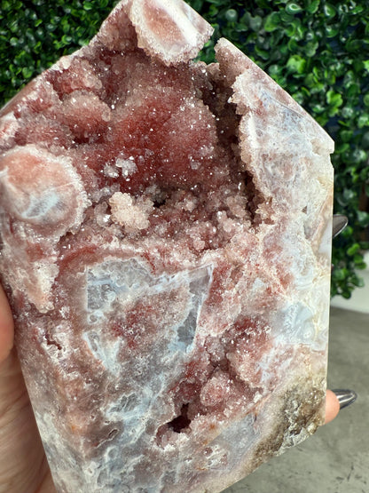 Rare Red Pink Amethyst Druzy Crystal Tower