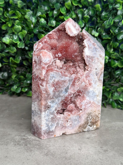 Rare Red Pink Amethyst Druzy Crystal Tower