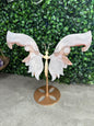 Pink Amethyst Crystal Butterfly Wings with a Gold Stand
