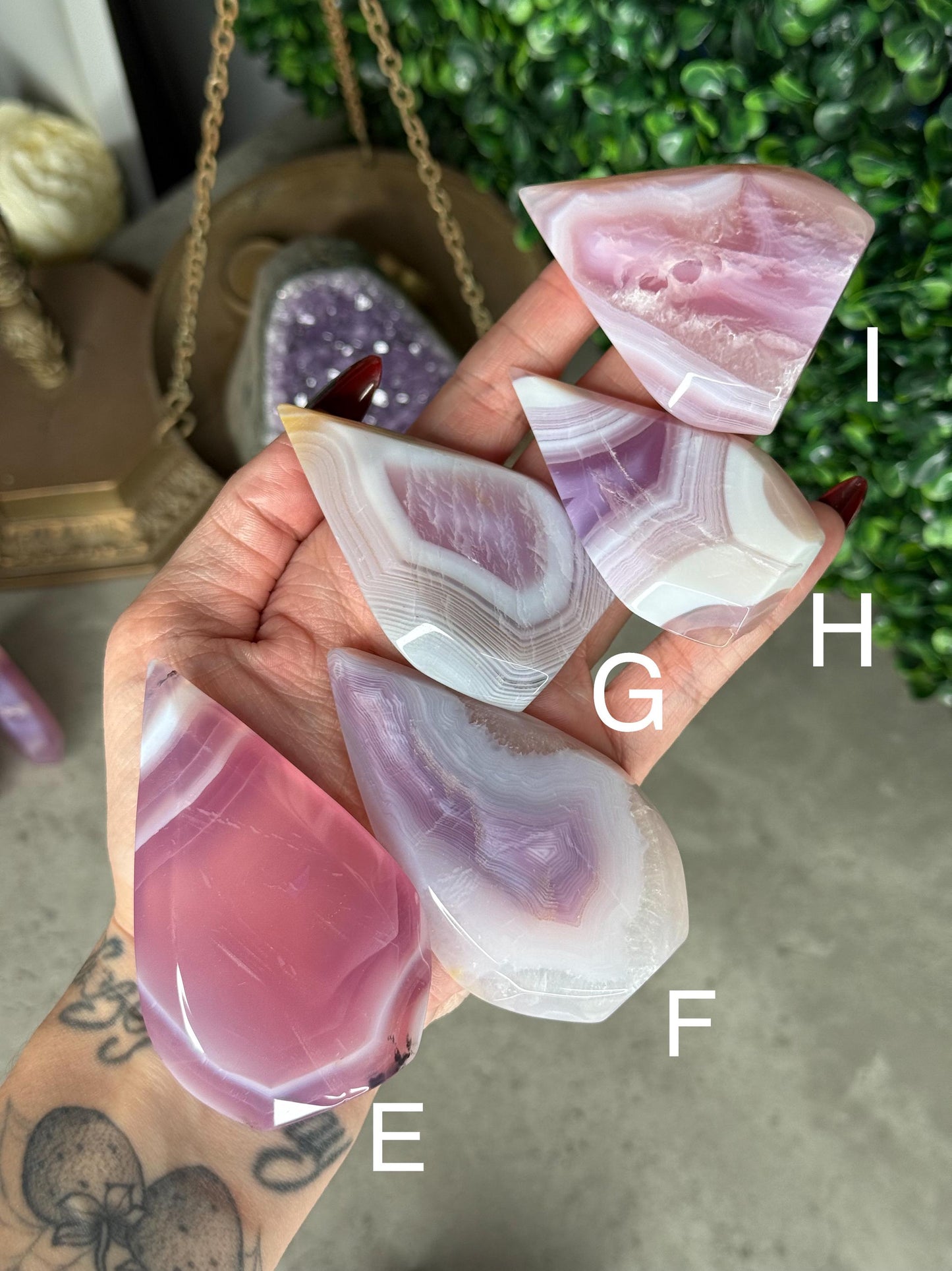 Pink Jelly Agate Crystal Teardrops