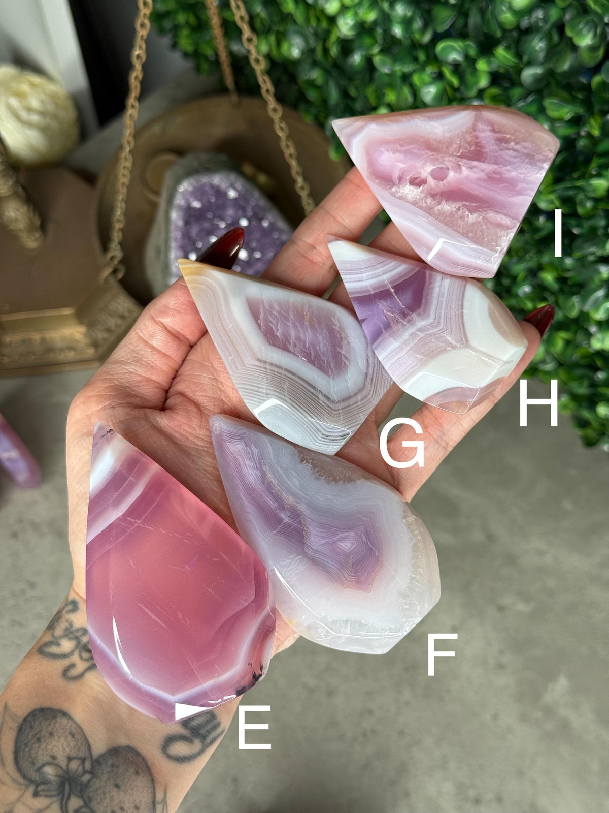 Pink Jelly Agate Crystal Teardrops