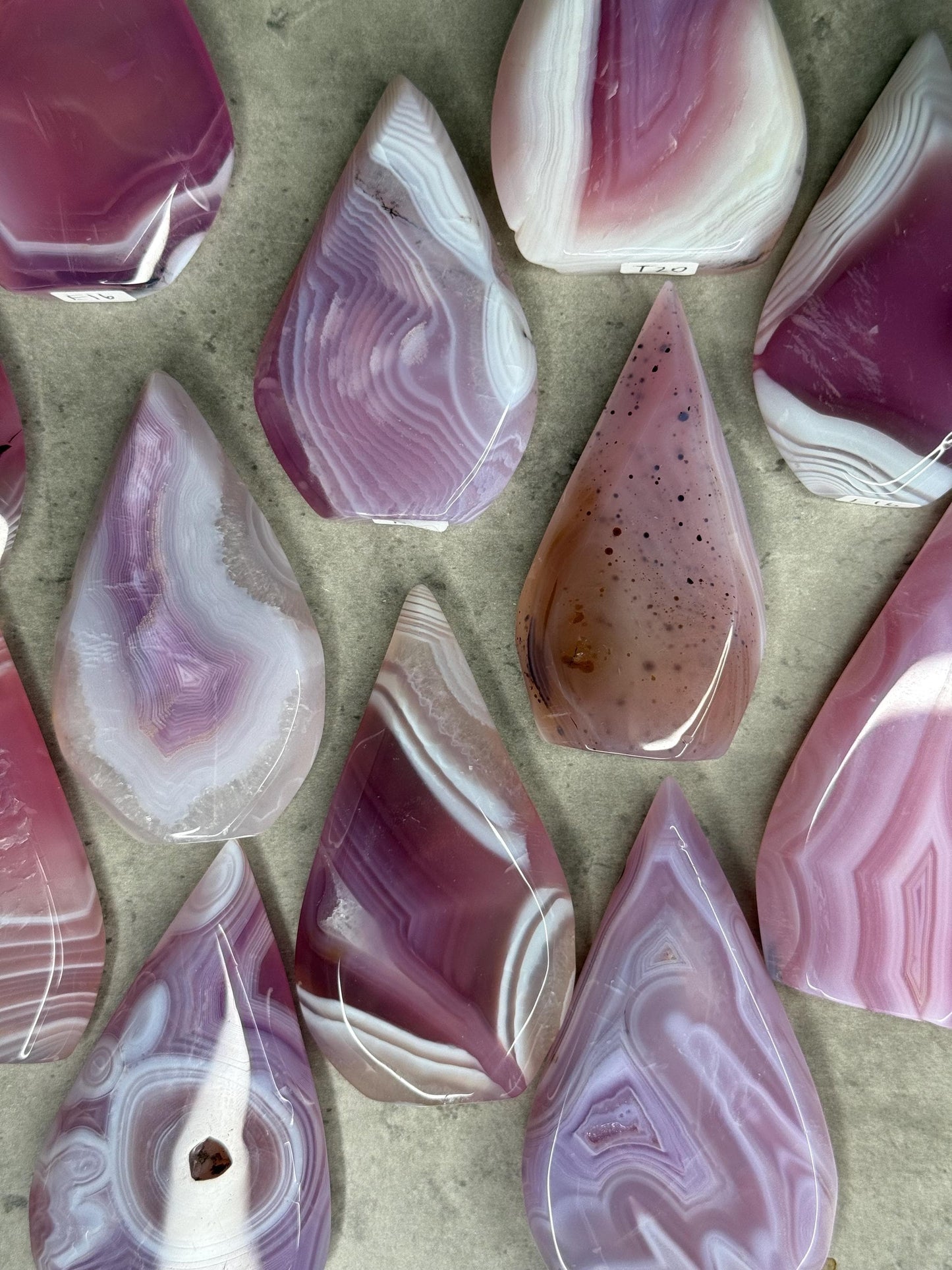 Pink Jelly Agate Crystal Teardrops