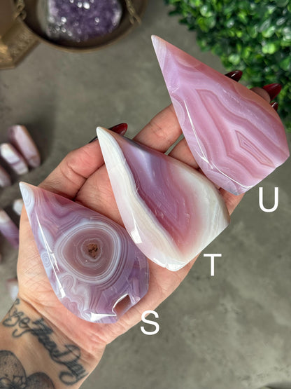 Pink Jelly Agate Crystal Teardrops