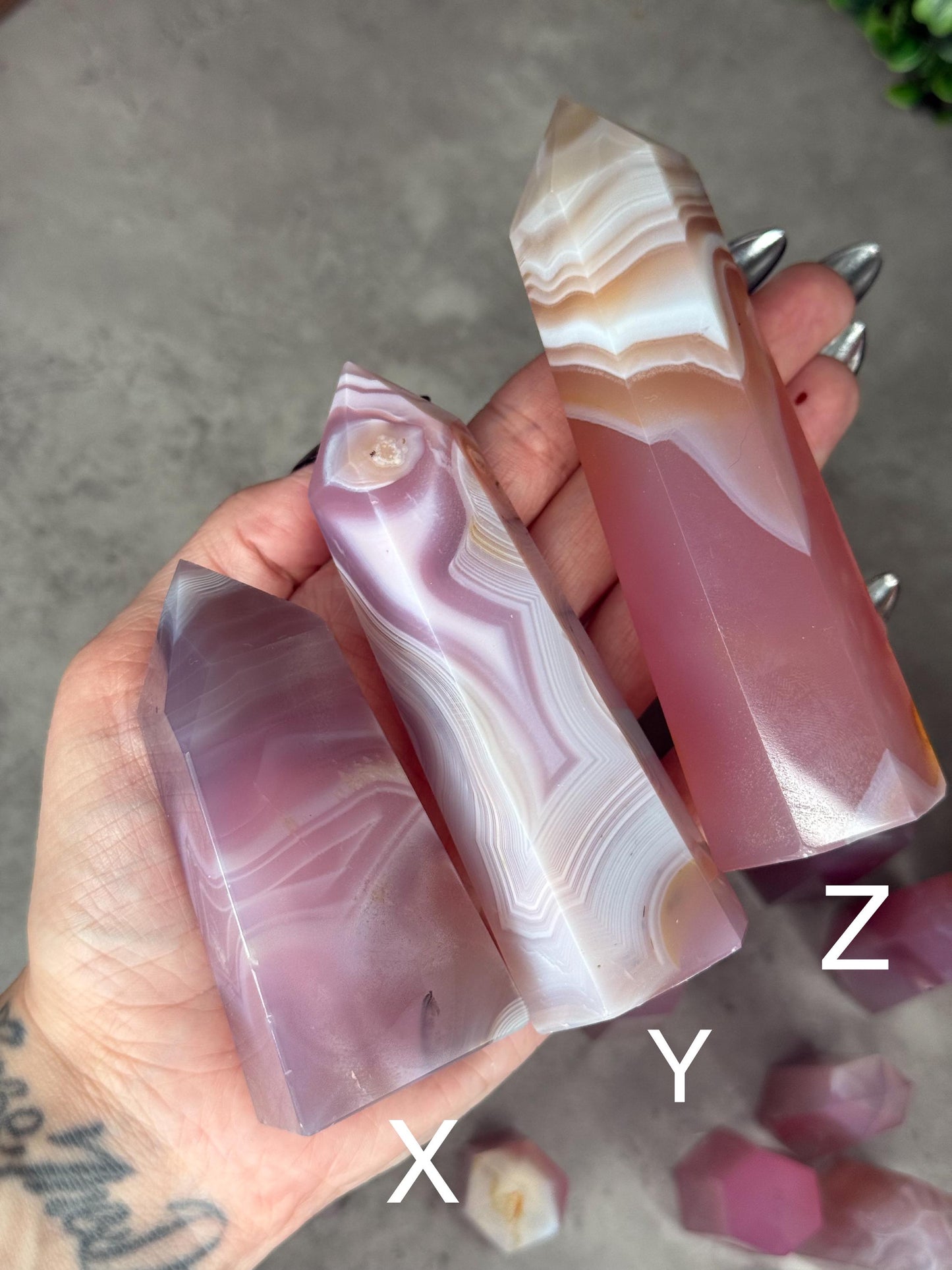 Pink Jelly Agate Tower: Druzy Crystal Point