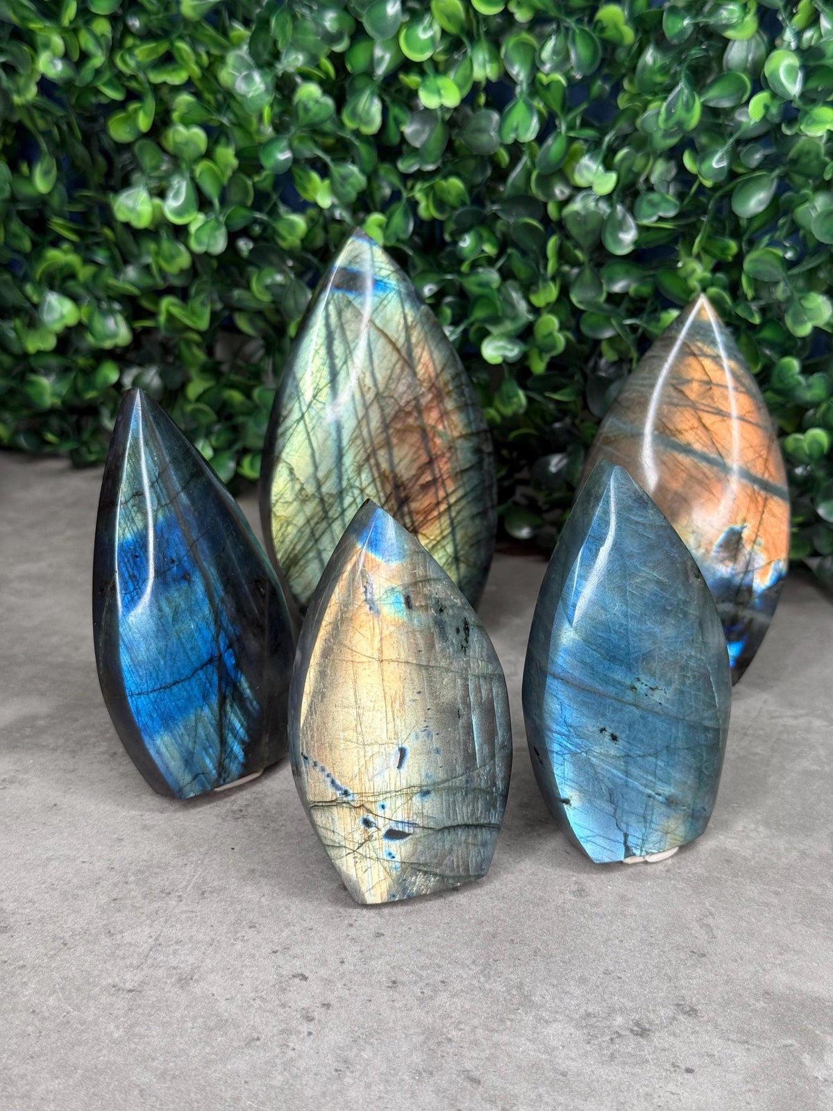 Flashy Labradorite Teardrop Crystal Carvings