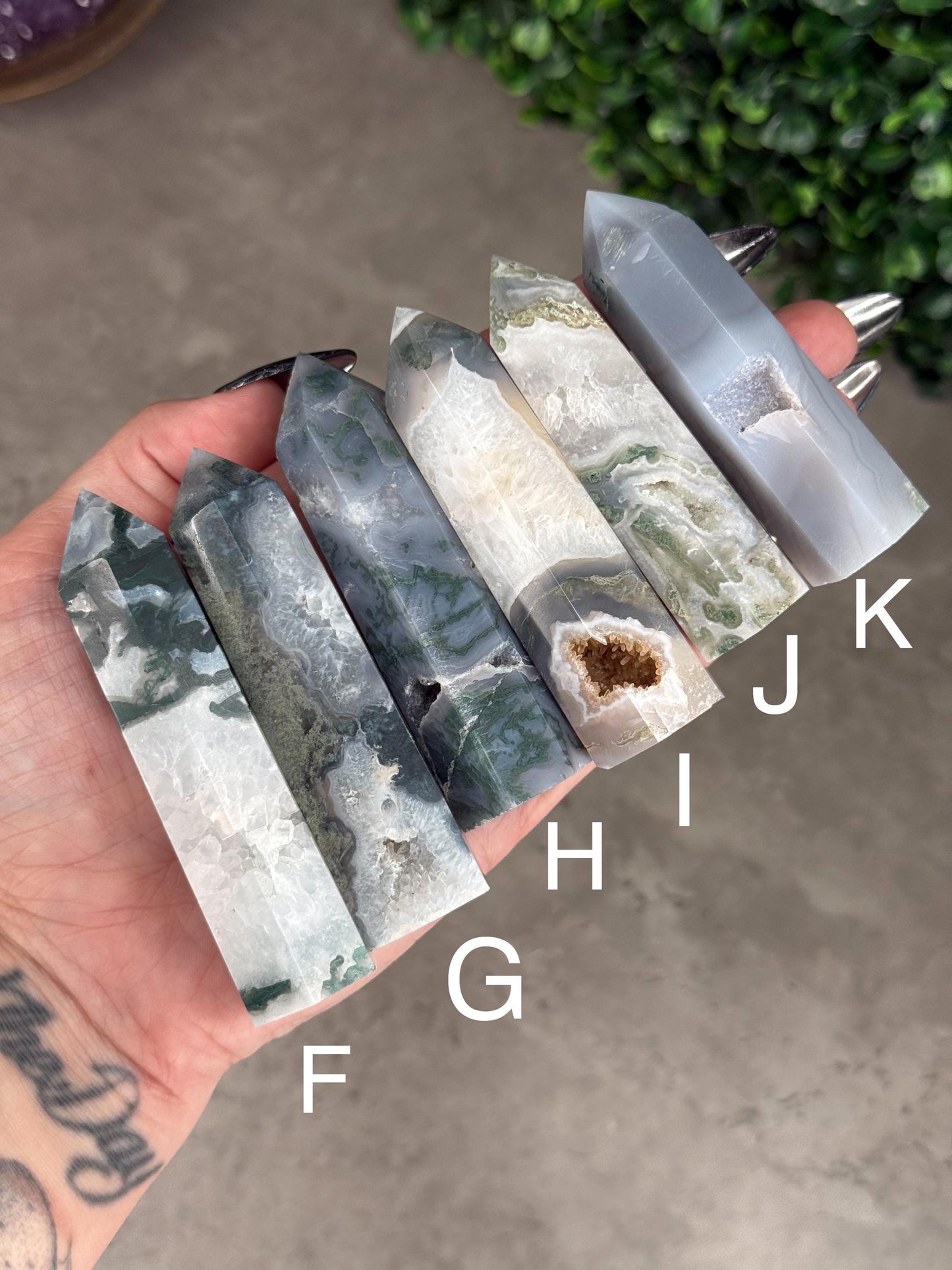 Moss Agate Druzy Crystal Towers