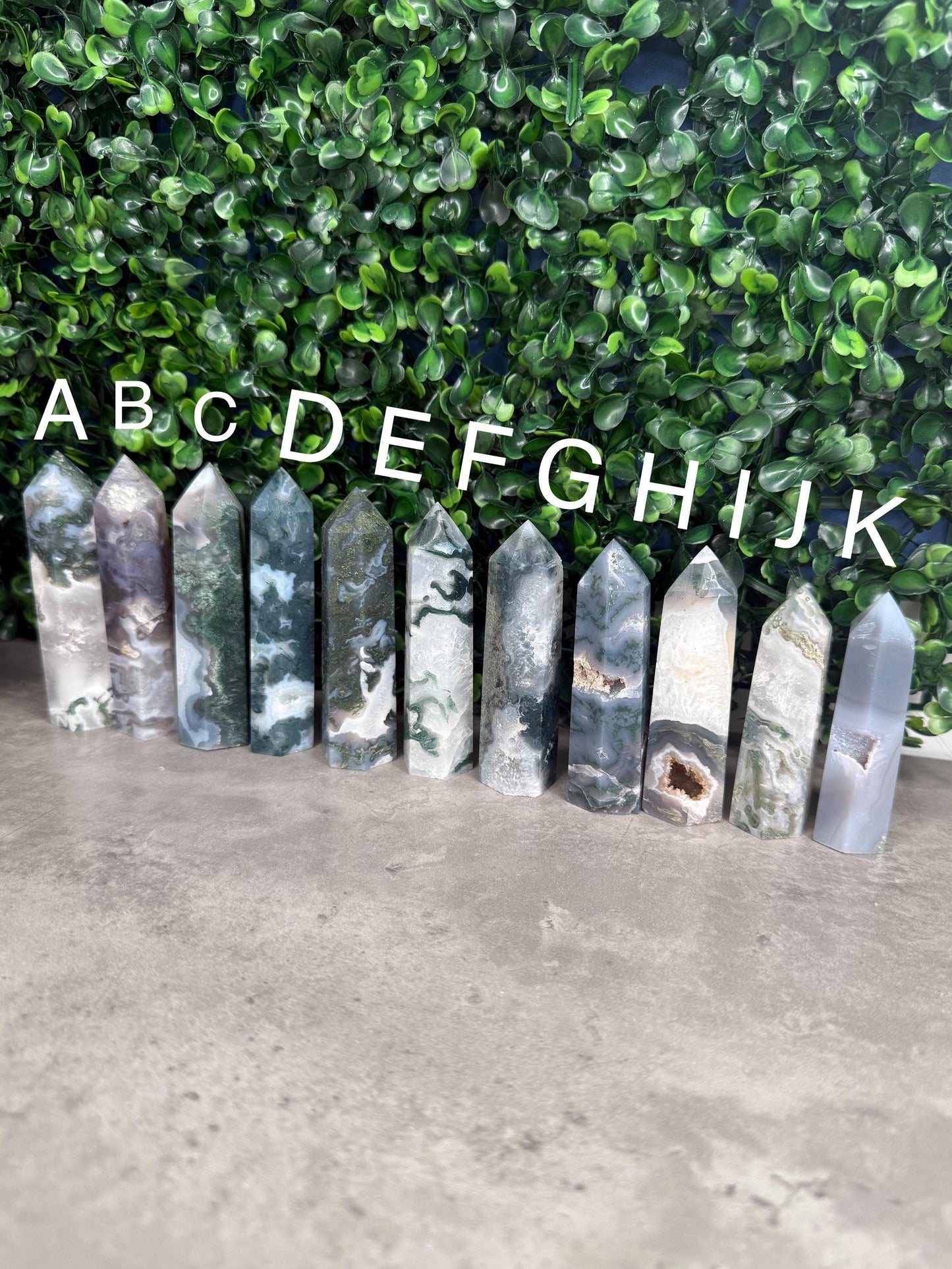 Moss Agate Druzy Crystal Towers