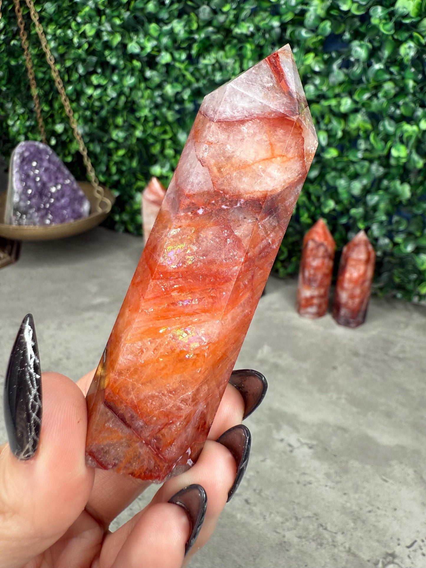 Fire Quartz Towers Crystal Carvings