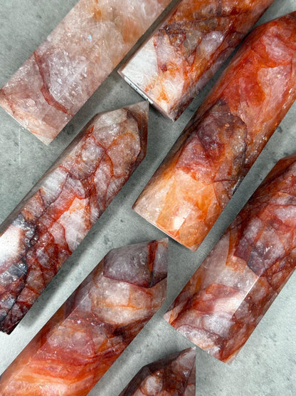 Fire Quartz Towers Crystal Carvings