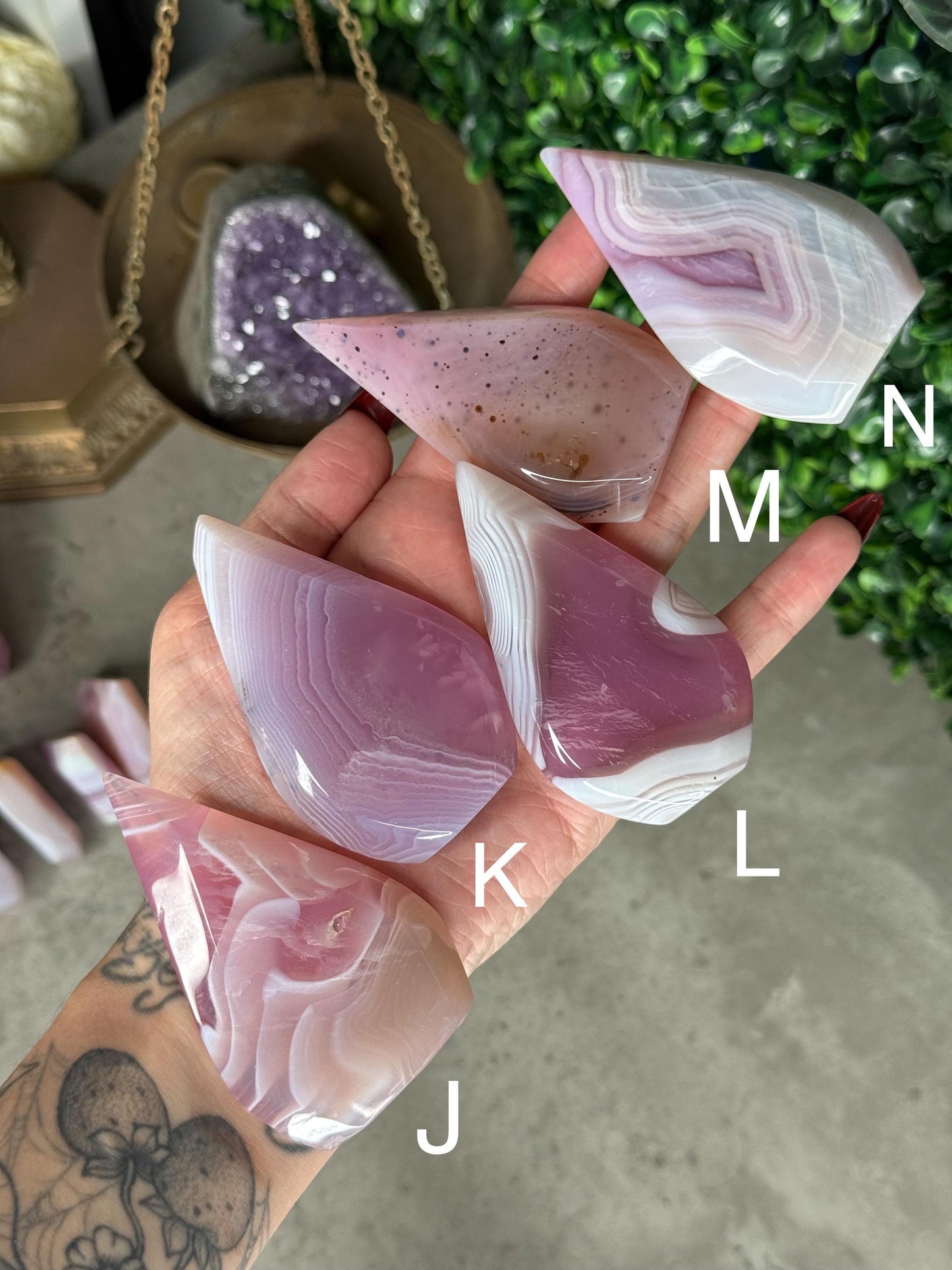 Pink Jelly Agate Crystal Teardrops