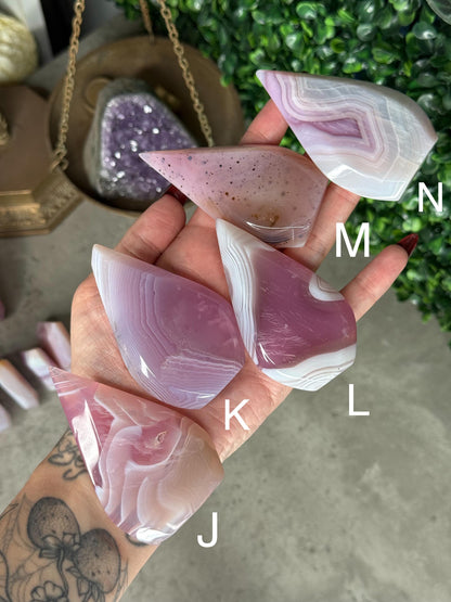 Pink Jelly Agate Crystal Teardrops