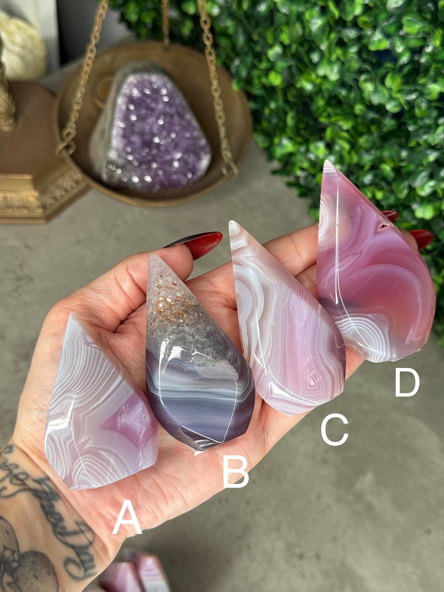 Pink Jelly Agate Crystal Teardrops