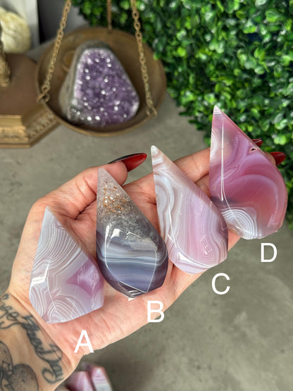 Pink Jelly Agate Crystal Teardrops