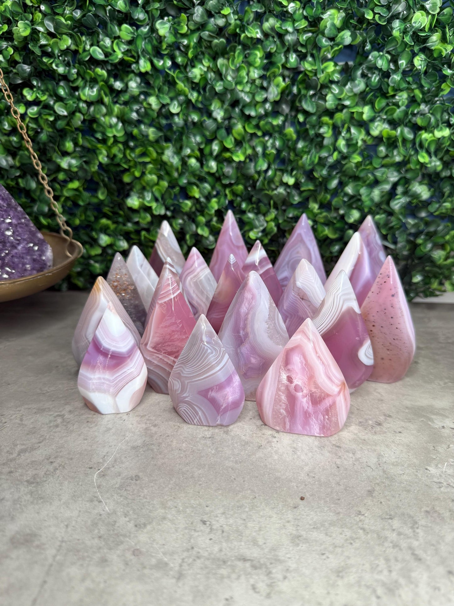 Pink Jelly Agate Crystal Teardrops