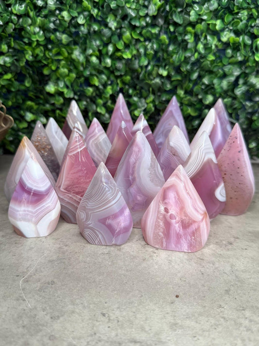 Pink Jelly Agate Crystal Teardrops