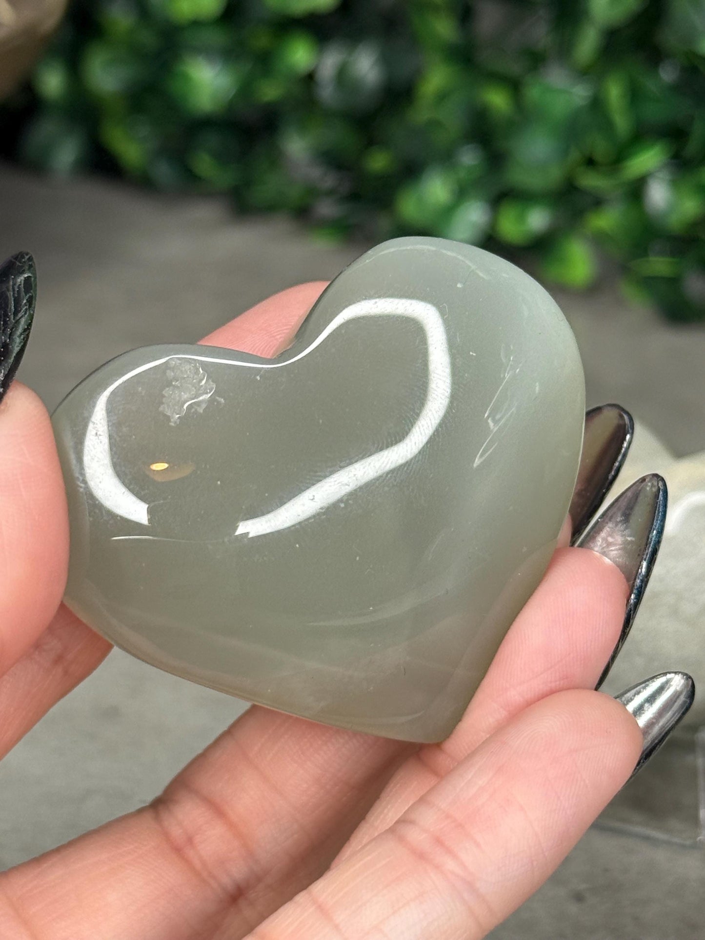 AAA Flashy Green Moonstone Heart Crystal Carvings