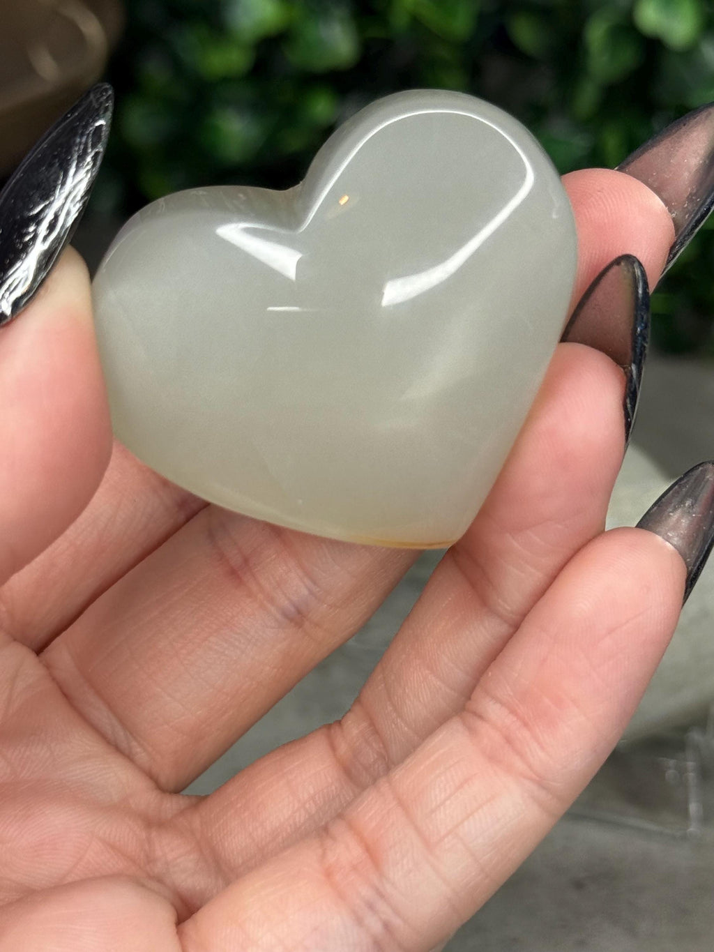 AAA Flashy Green Moonstone Heart Crystal Carvings