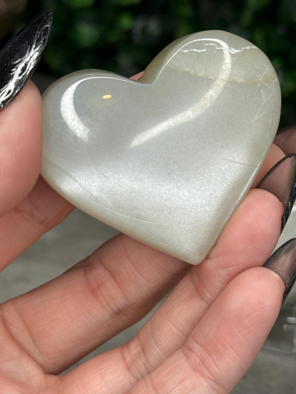 AAA Flashy Green Moonstone Heart Crystal Carvings