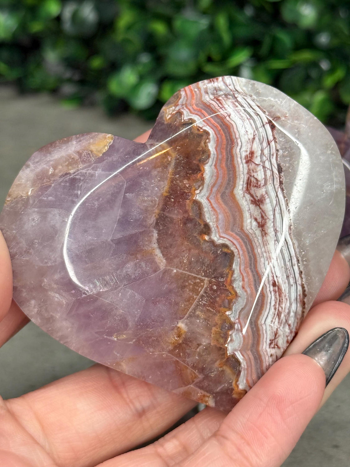 Amethyst Agate Heart Crystal Carvings