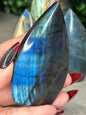 Flashy Labradorite Teardrop Crystal Carvings