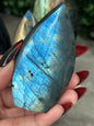 Flashy Labradorite Teardrop Crystal Carvings