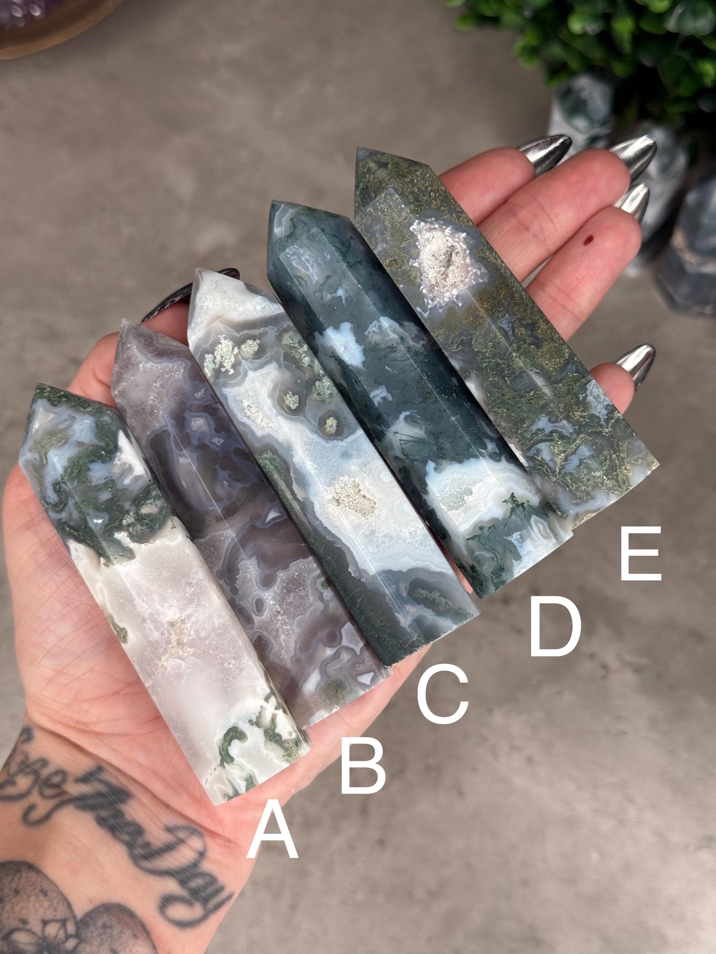 Moss Agate Druzy Crystal Towers