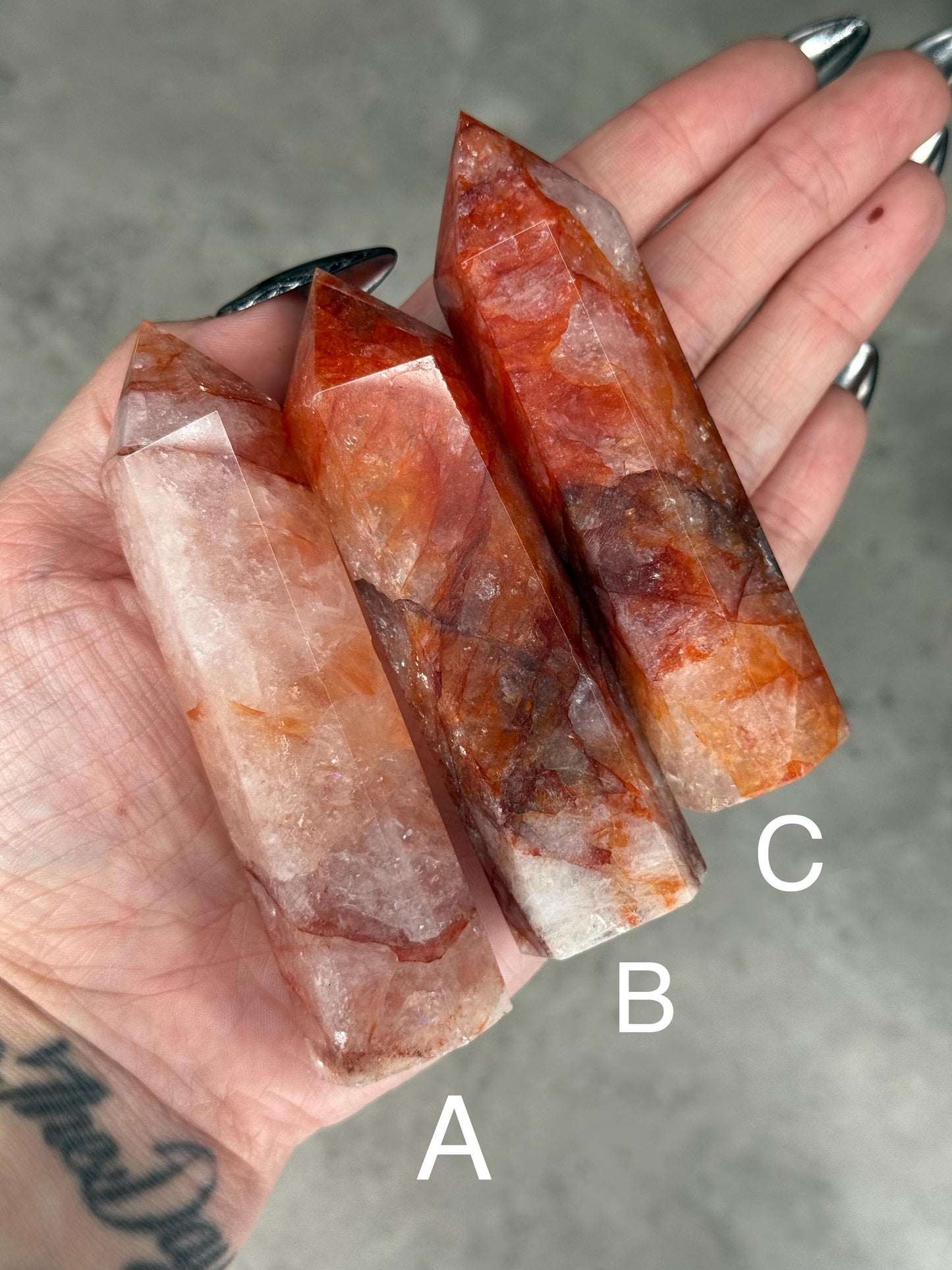 Fire Quartz Towers Crystal Carvings