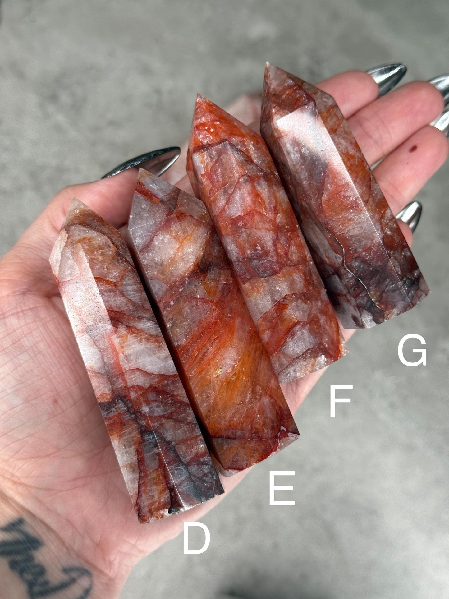 Fire Quartz Towers Crystal Carvings