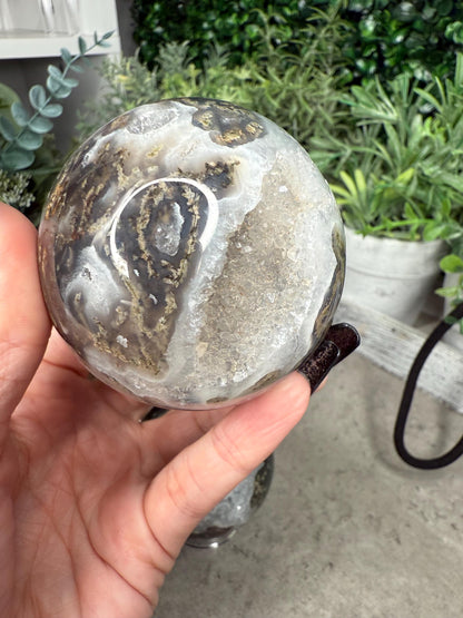 Druzy Moss Agate Crystal Spheres - multiple