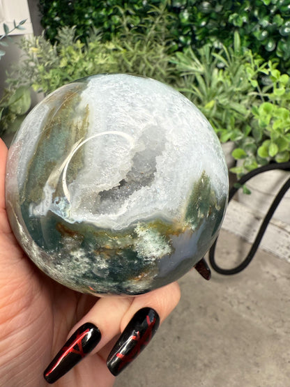 Druzy Moss Agate Crystal Spheres - multiple