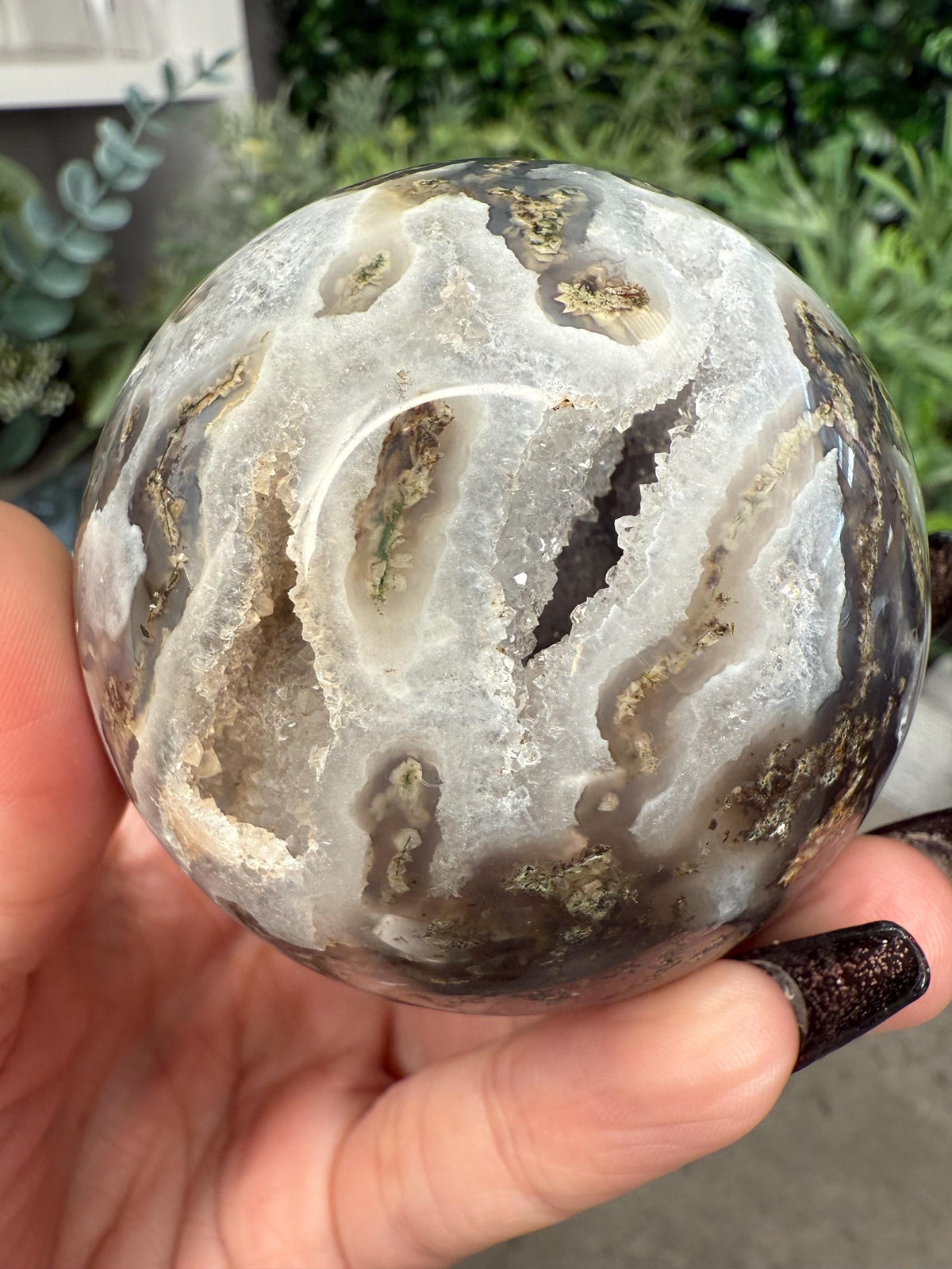 Druzy Moss Agate Crystal Spheres - multiple