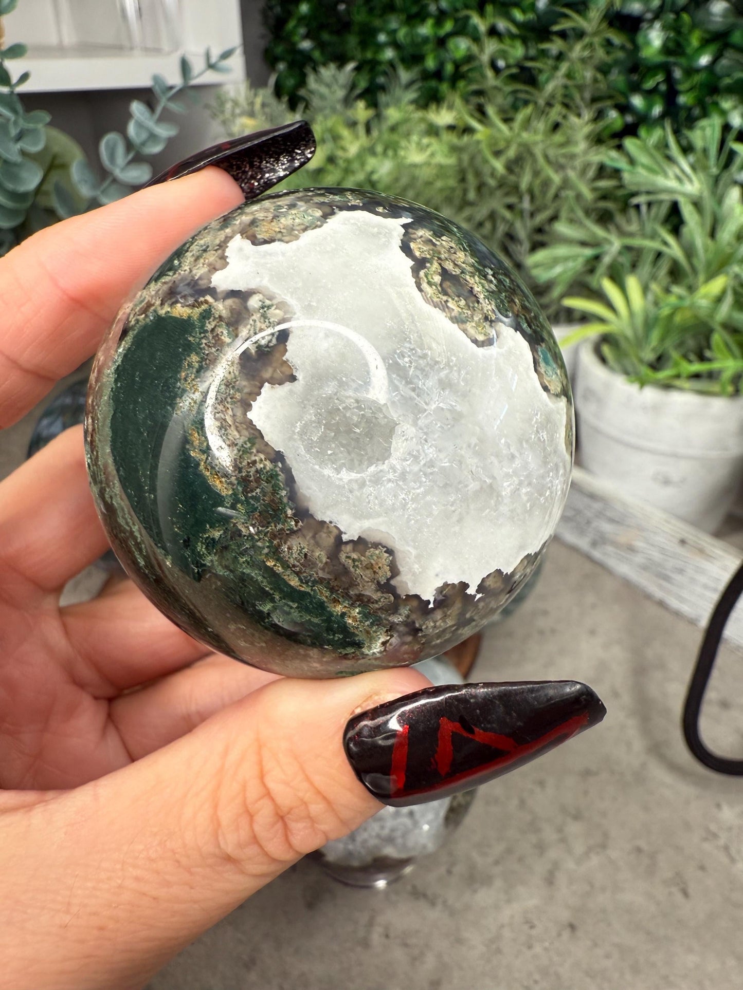 Druzy Moss Agate Crystal Spheres - multiple