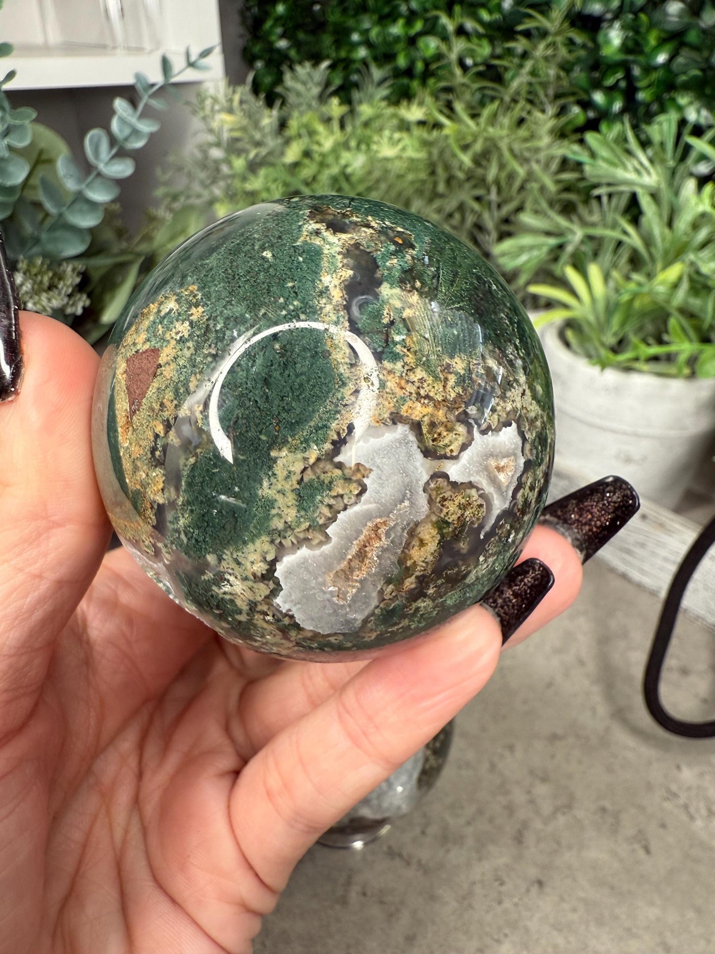 Druzy Moss Agate Crystal Spheres - multiple
