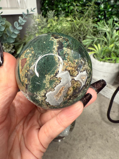 Druzy Moss Agate Crystal Spheres - multiple