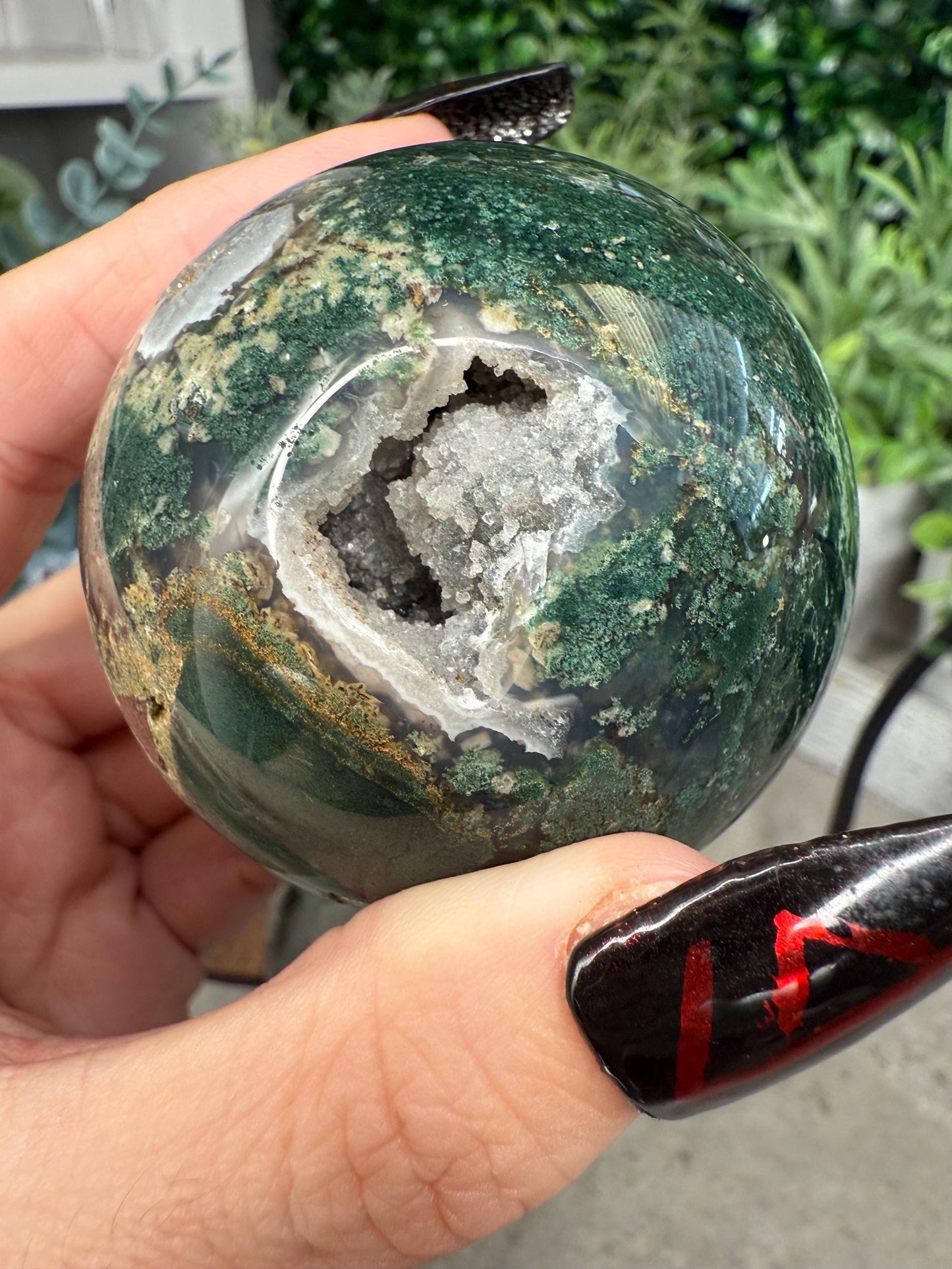 Druzy Moss Agate Crystal Spheres - multiple