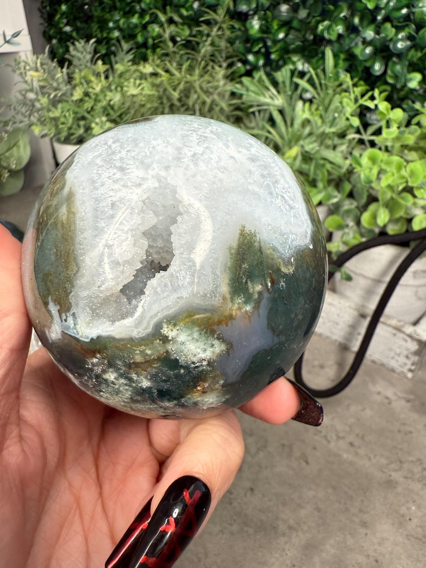 Druzy Moss Agate Crystal Spheres - multiple