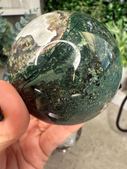Druzy Moss Agate Crystal Spheres - multiple