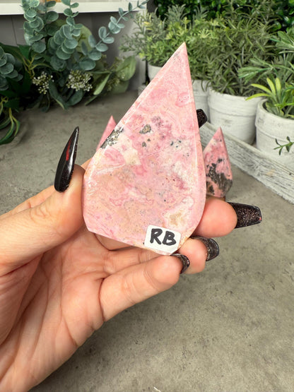 Peruvian Rhodonite Crystal Teardrop Crystal Carvings