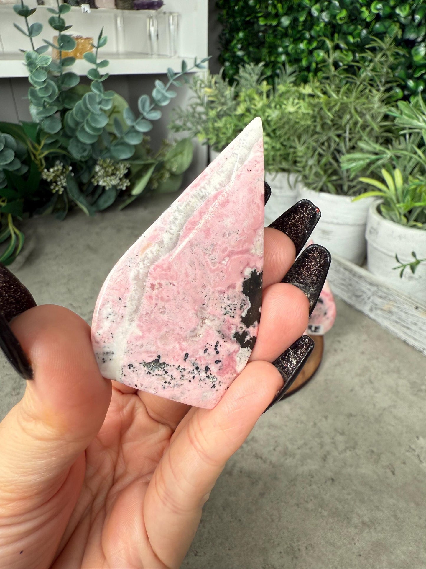 Peruvian Rhodonite Crystal Teardrop Crystal Carvings