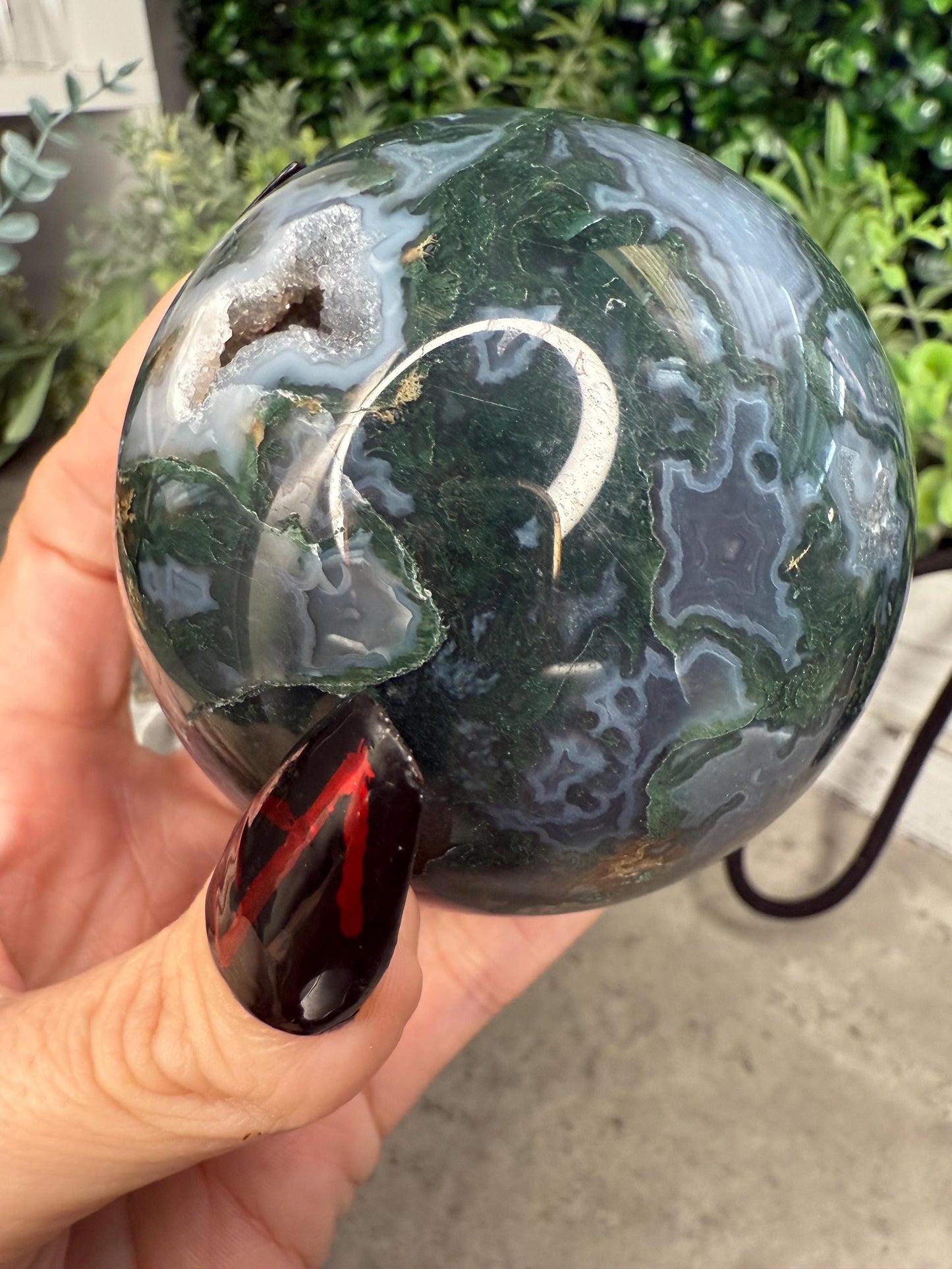 Druzy Moss Agate Crystal Spheres - multiple