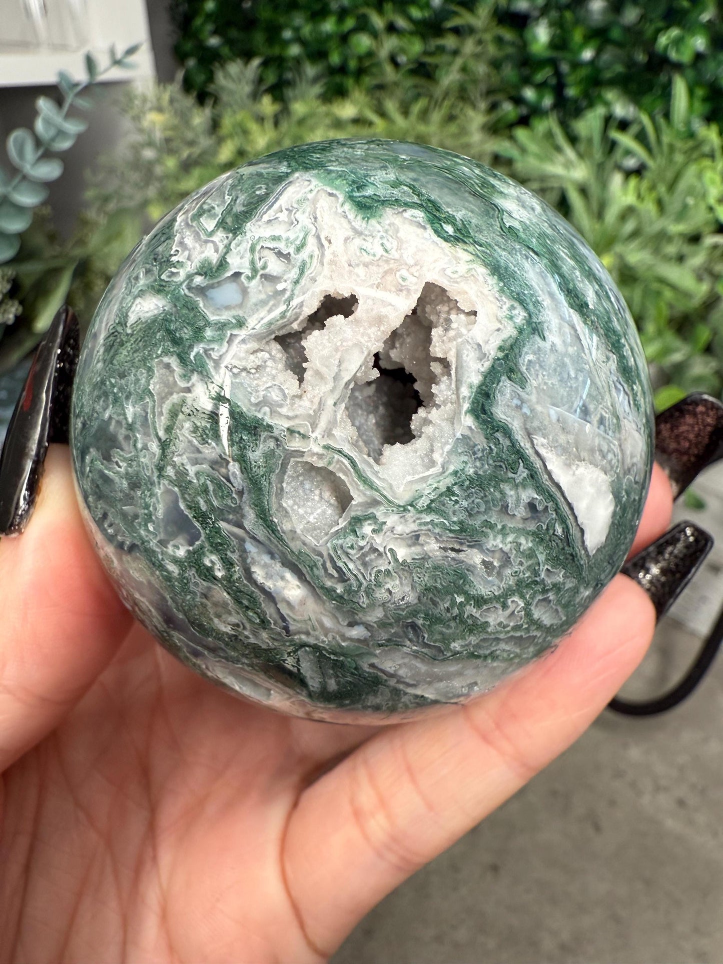 Druzy Moss Agate Crystal Spheres - multiple