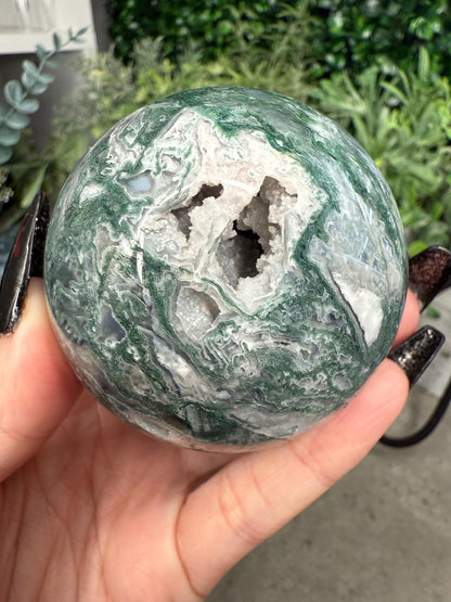 Druzy Moss Agate Crystal Spheres - multiple